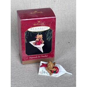 Hallmark Keepsake Ornament Expressly For Teacher Teddy Bear Apple 1997